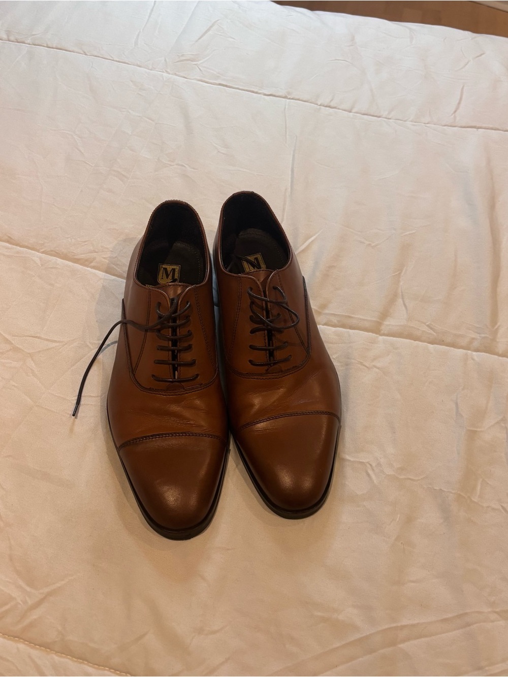 Bruno Magli Tan Leather Cap-Toe Derby Oxfords 8.5